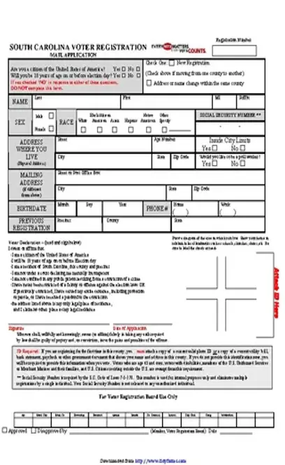 South Carolina Voter Registration Form