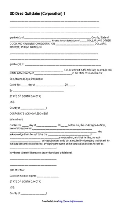 South Dakota Quitclaim Deed Form 2