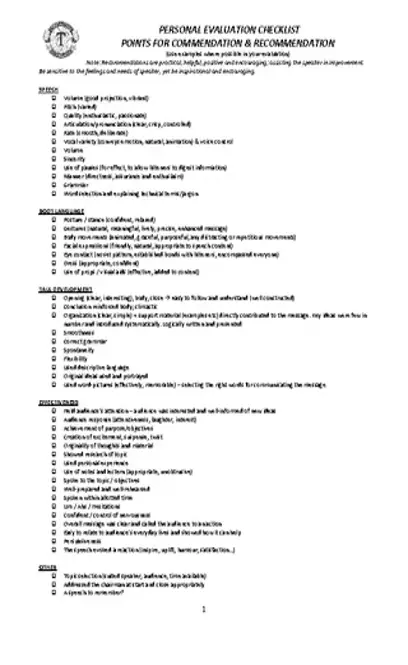 Speech Evaluation Checklist