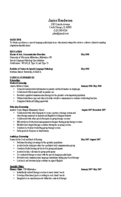 Speech Therapist Resume