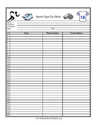 Sports Signup Sheet