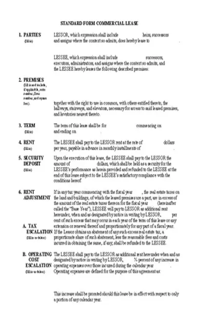 Standard Commercial Lease Form Download