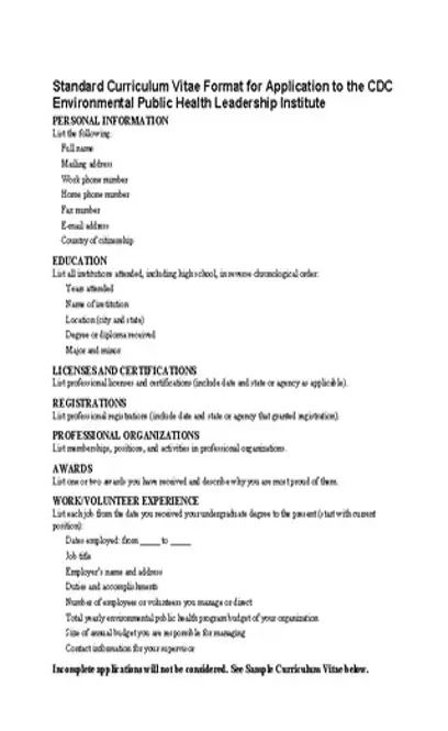 Standard Cv For Environmental Application