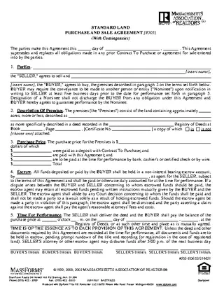 Standard Land Purchase And Sale Agreement