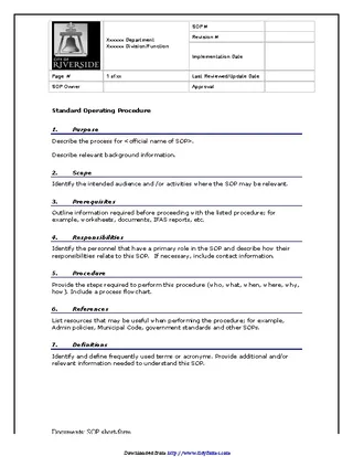 Standard Operating Procedure Template Word