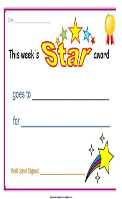 Star Award Certificate