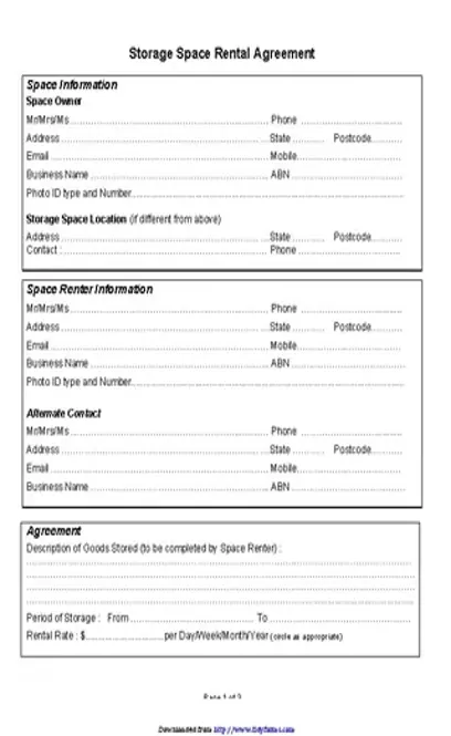 Storage Space Rental Agreement