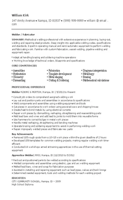 Structural Welder Resume