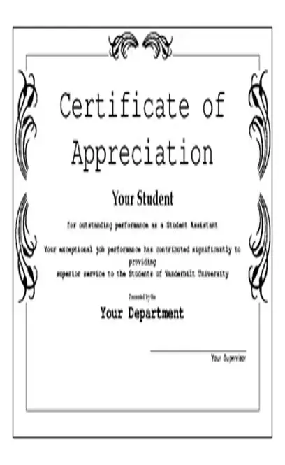 Student Appreciation Award Template