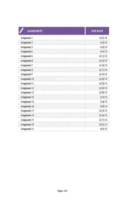 Student Daily Assignment Planner Template