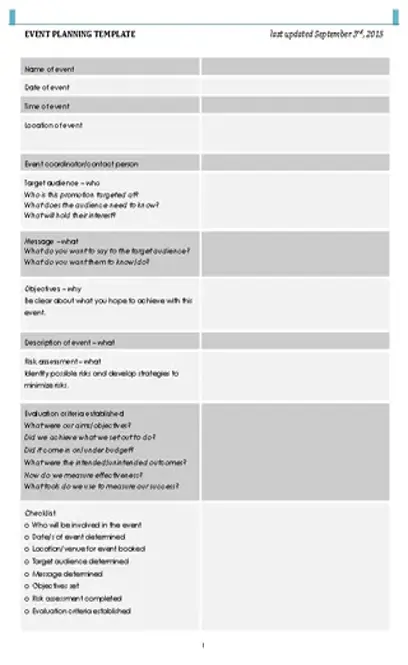 Student Event Proposal Outline Template