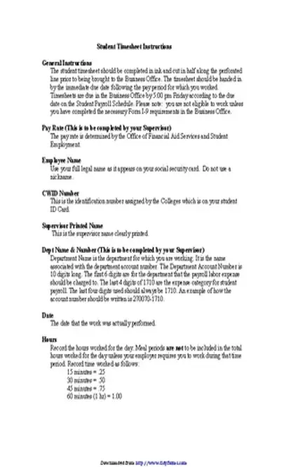 Student Payroll Timesheet