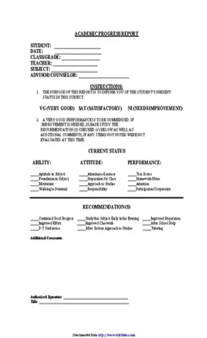 Student Progress Report Template