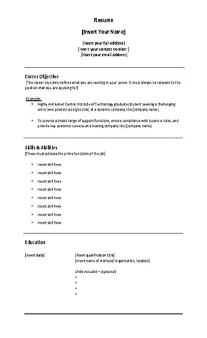 Student Work Resume