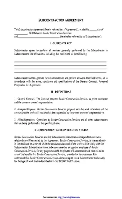 Subcontractor Agreement 1