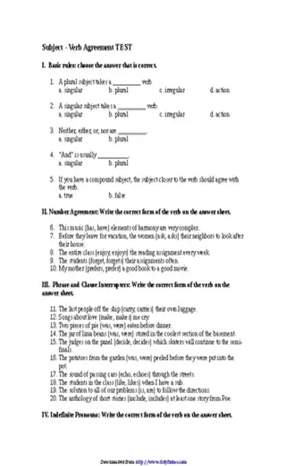 Subject Verb Agreement Test