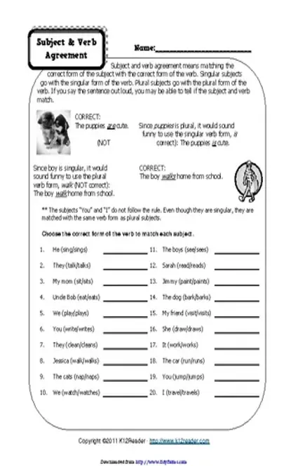 Subject Verb Agreement Worksheets 3