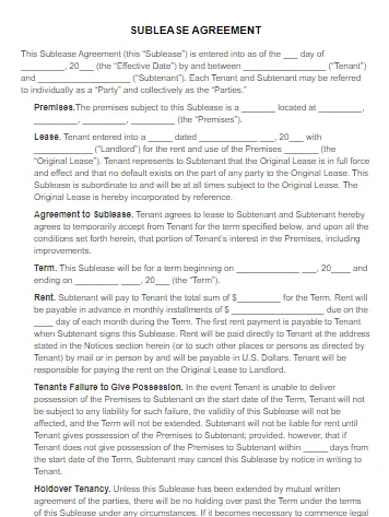 Sublease Agreement