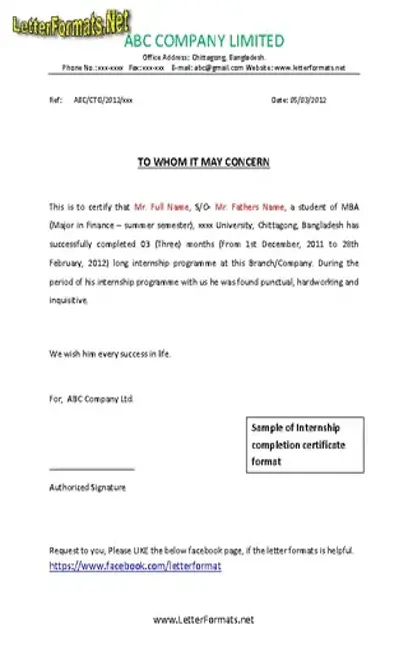 Summer Internship Certificate Template