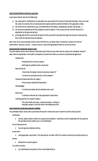 Supervisor Letter Of Instruction Template