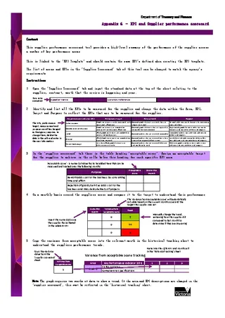 Supplier Performance Scorecard Tool Appendix