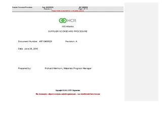 Supplier Scorecard Process Sample