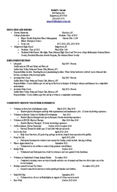 Swim Coach Resume