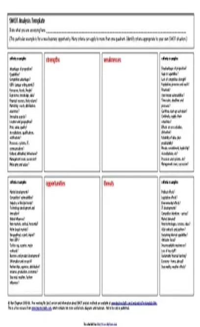 Swot Analysis Template 3