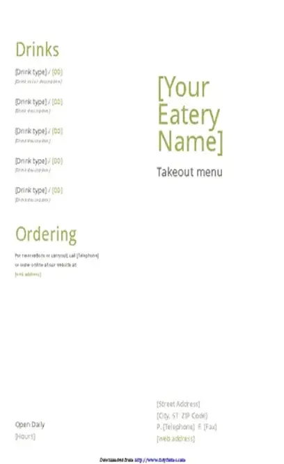 Takeout Menu Template 2