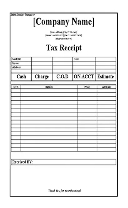 Tax Receipt Template