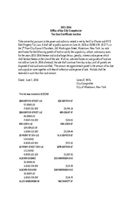 Tax Sale Certificate Auction