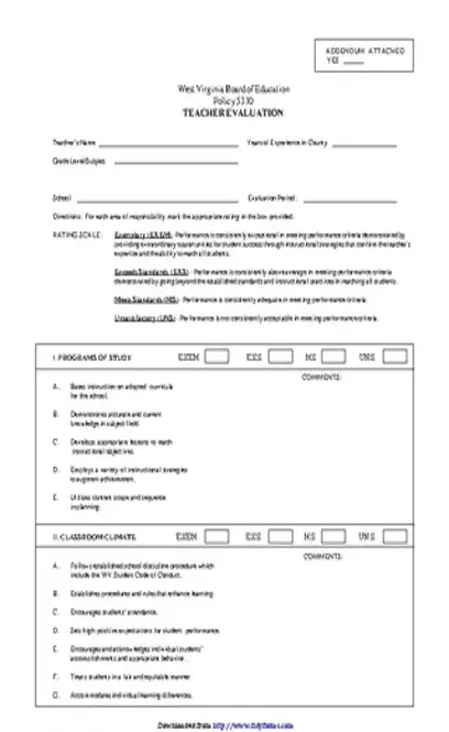 Teacher Evaluation Form 1