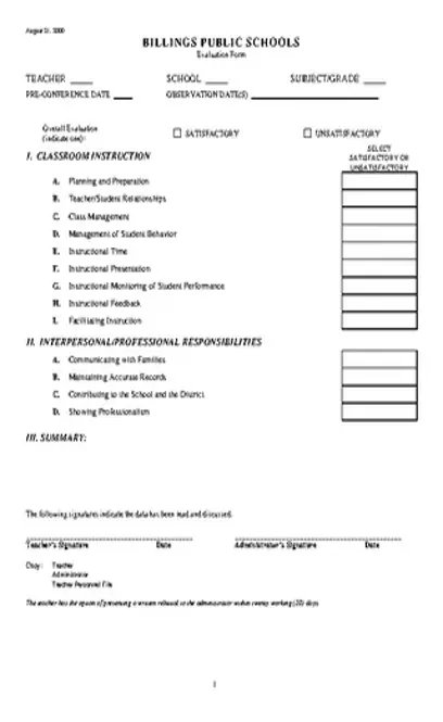 Teacher Evaluation Forms