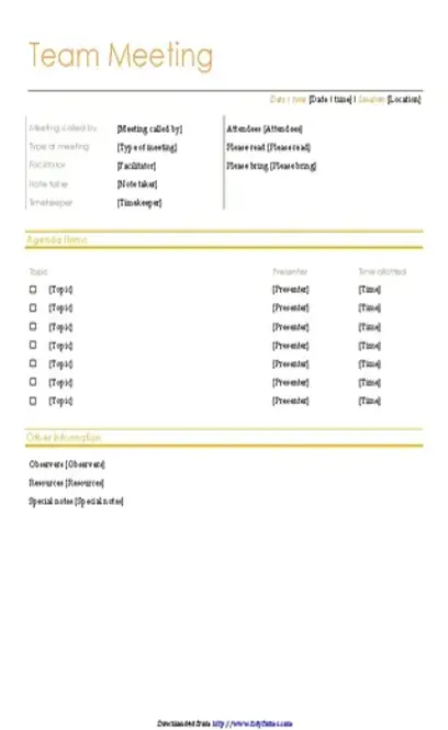 Team Meeting Agenda Informal 2
