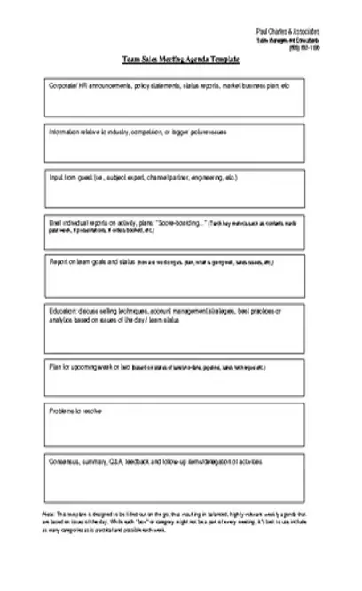 Team Sales Meeting Agenda Template