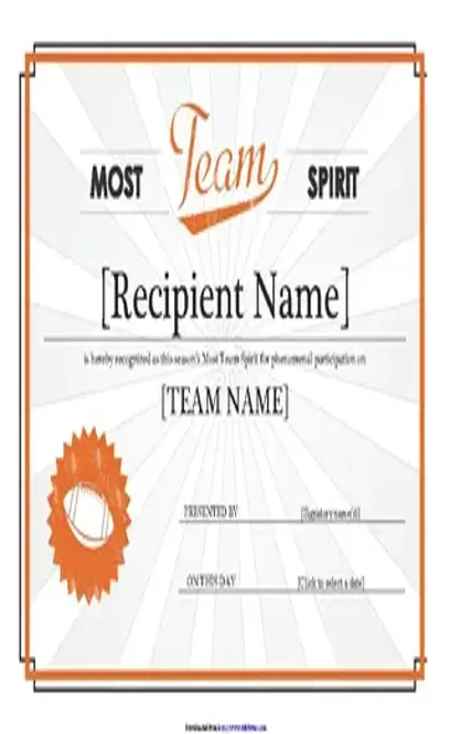 Team Spirit Award Certificate Word