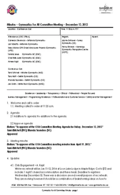 Technical Committee Meeting Agenda Sample