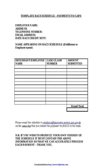 Template For Bacs Schedule