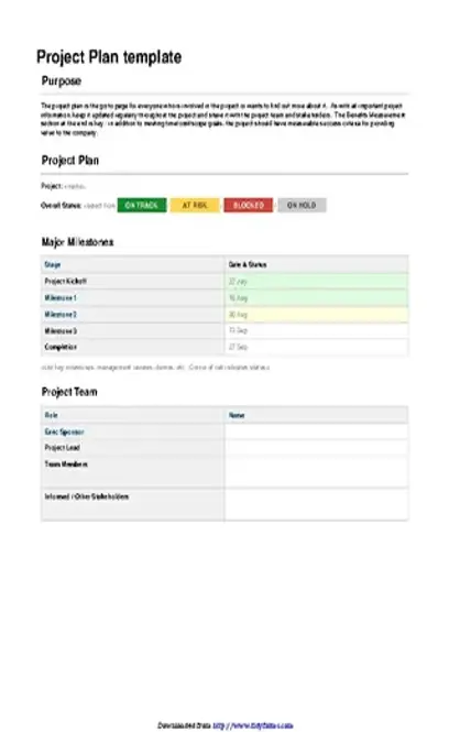 Template For Project Plan