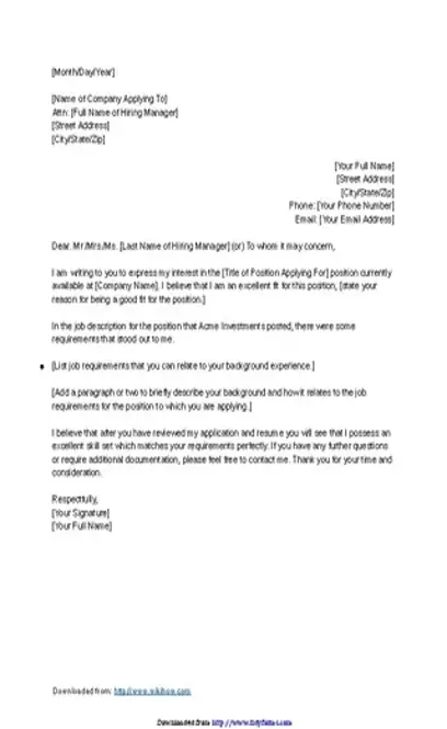 Template Letter Of Application