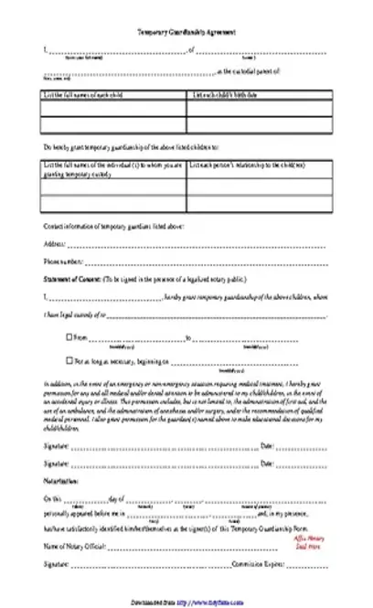 Temporary Guardianship Agreement