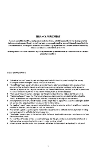 Tenant Rental Agreement Template