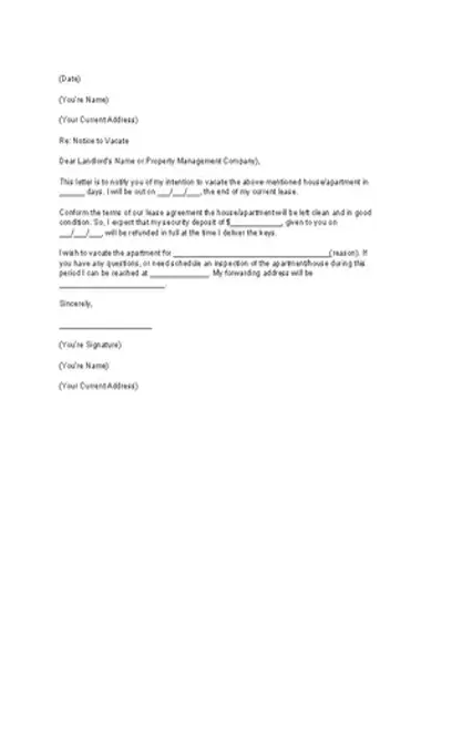 Tenants 30 Days Notice Template