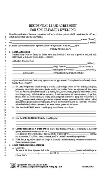 Tennessee Association Of Realtors Lease Agreement