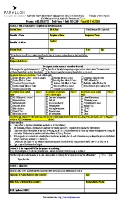 Tennessee Medical Release Form 1