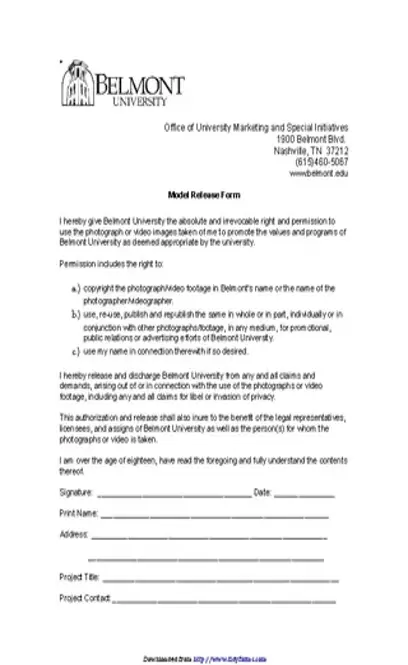 Tennessee Model Release Form 1