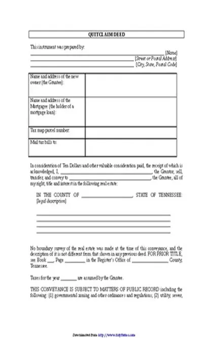 Tennessee Quitclaim Deed Form 2