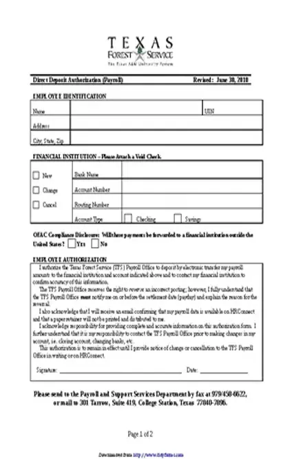 Texas Direct Deposit Form 3