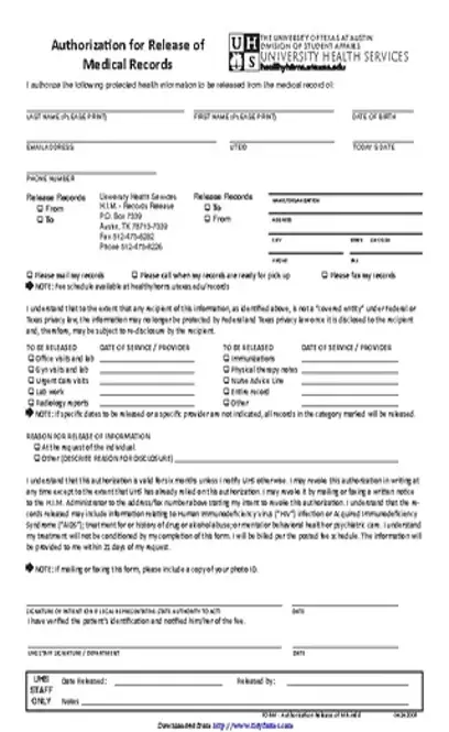 Texas Medical Records Release Form 2