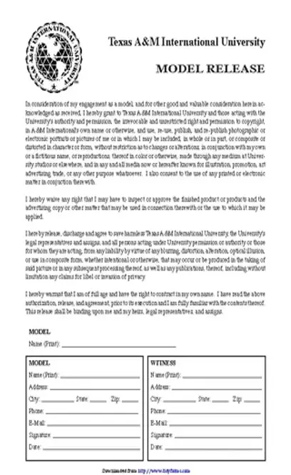 Texas Model Release Form 1